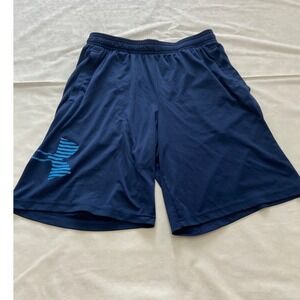 Under Armour Boy's Navy Blue Athletic Shorts Logo Gym Workout Size M